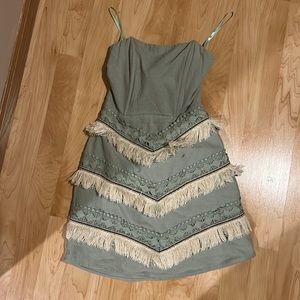 Hello Molly Green strapless mini dress